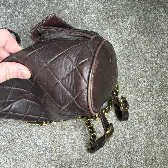 Chanel Matelasse Chain Backpack Duma Lambskin CC Logo Chocolate Brown Vintage - Picture 6 of 16